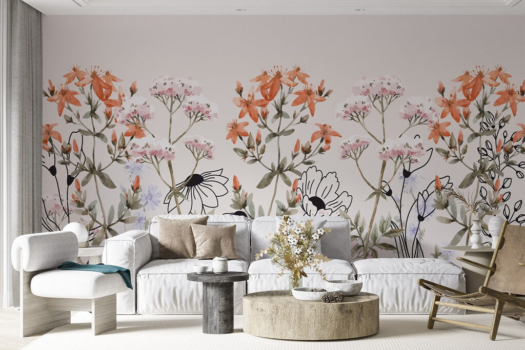 Whimsical floral arrangement in soft tones