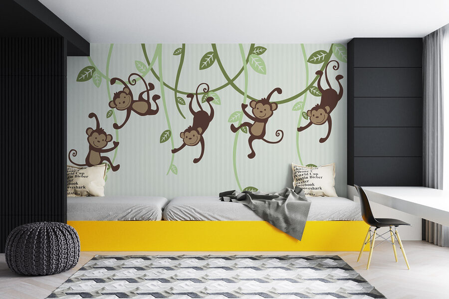 Group of monkeys from vines