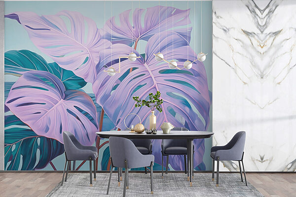 Dreamy leaves in pastel hues Wall murals Dreamy leaves in pastel hues