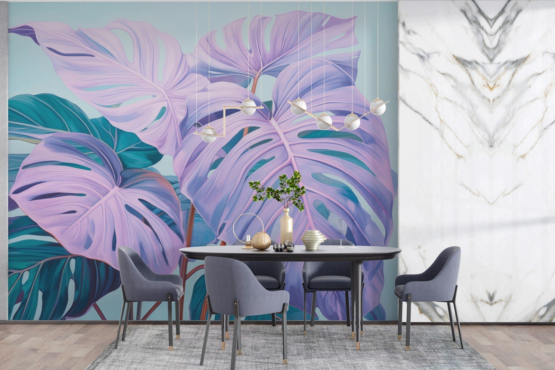 Dreamy leaves in pastel hues.