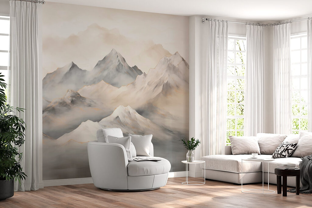 Painting of mountains with clouds Painting of mountains with clouds