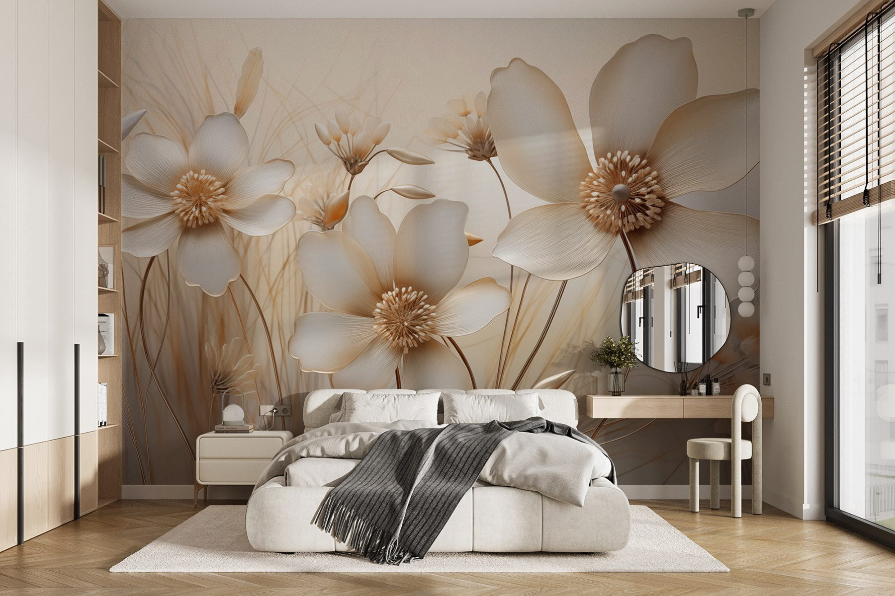 Delicate flowers in soft hues.