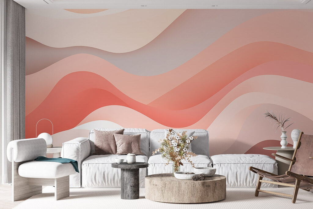 Pink and white wavy lines