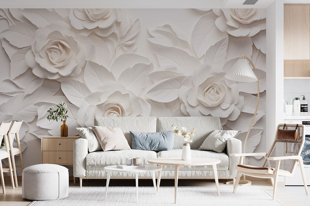 White paper flowers and leaves White paper flowers and leaves