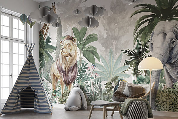 Wallpaper with animals and birds Wallpaper with animals and birds