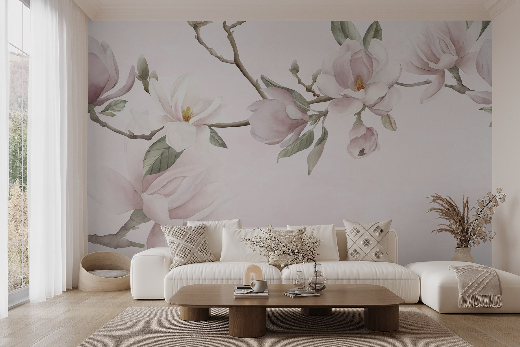 Delicate blooms on soft pastel background
