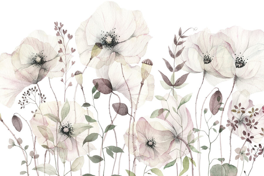Delicate blooms in soft hues.