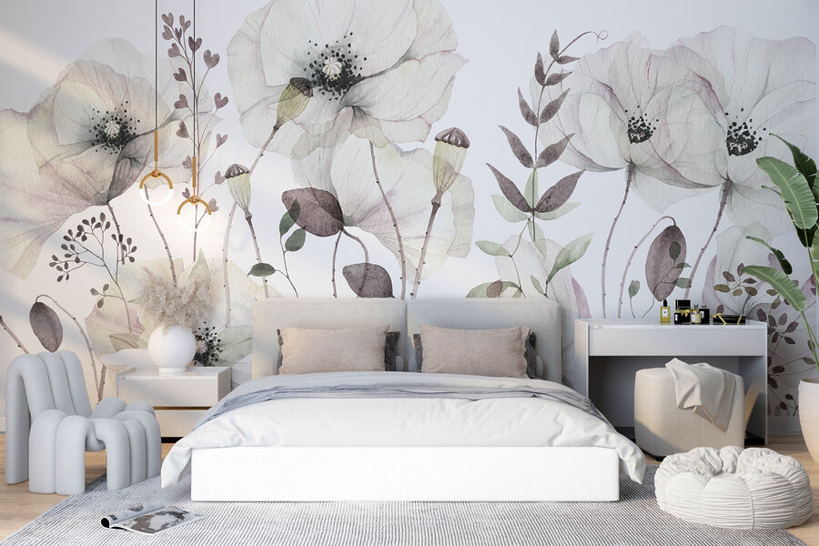 Delicate blooms in soft hues.