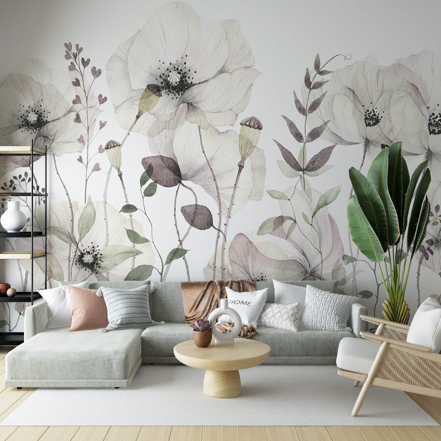 Delicate blooms in soft hues.