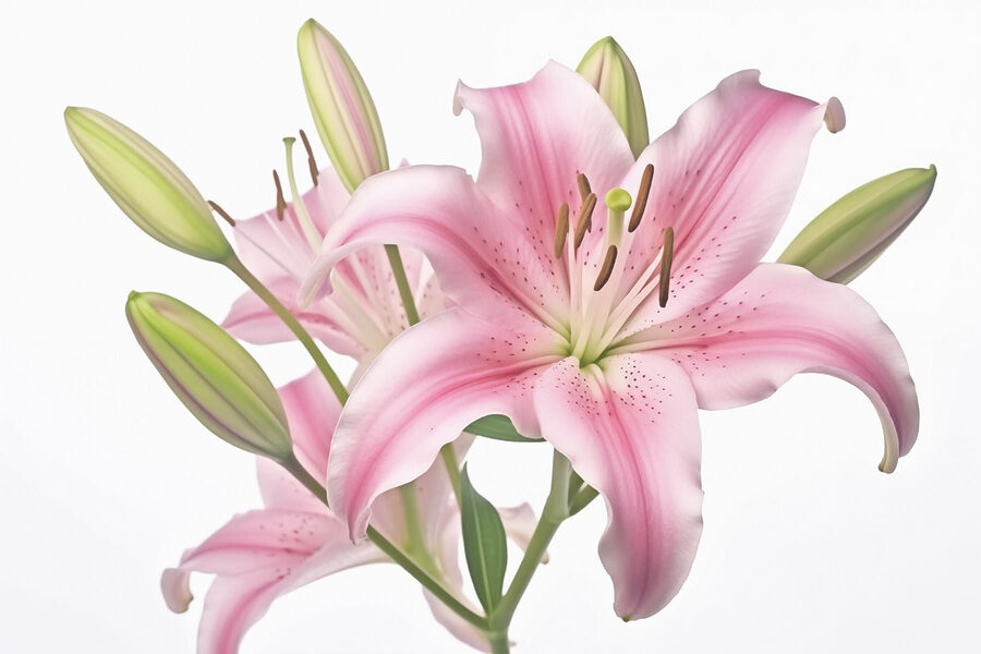 Wall murals Pink lily with buds - Image 4