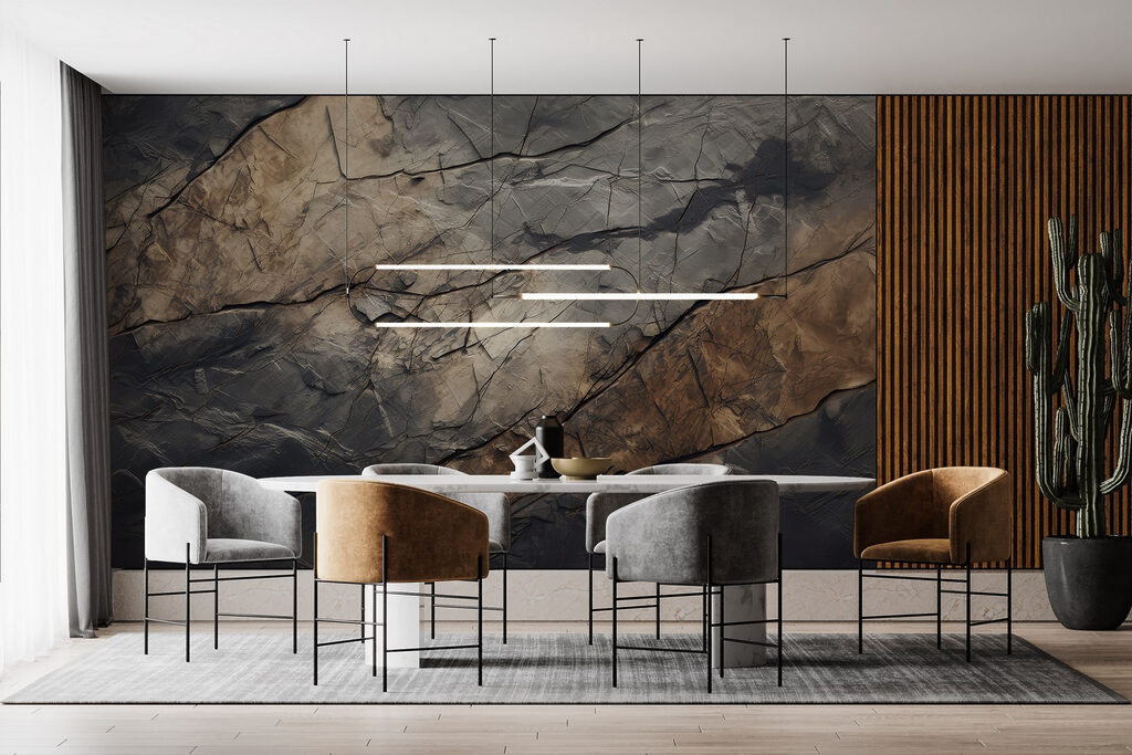 Textured earth tones and intricate patterns