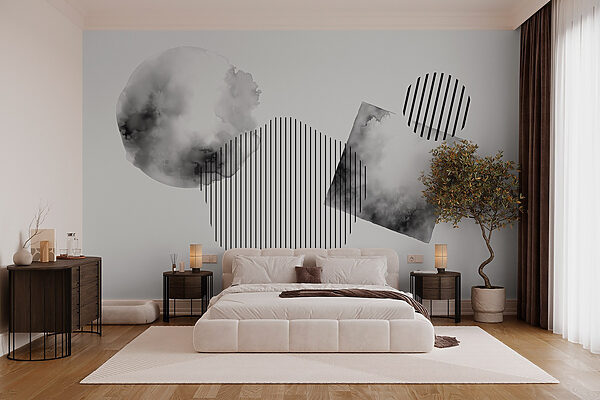 Black and white image of geometric shapes Black and white image of geometric shapes