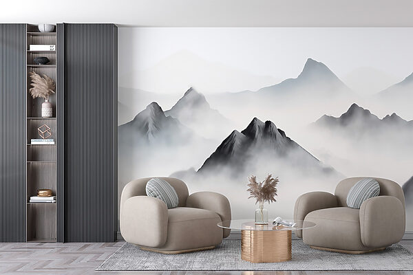 Mountain range with clouds Mountain range with clouds