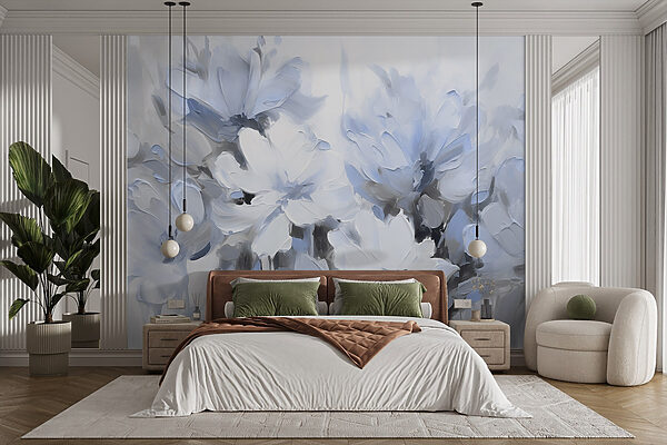 Painting of flowers on a white background Painting of flowers on a white background