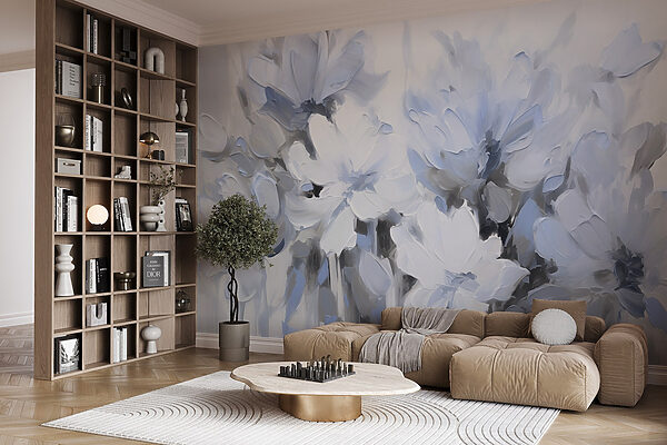Painting of flowers on a white background Painting of flowers on a white background