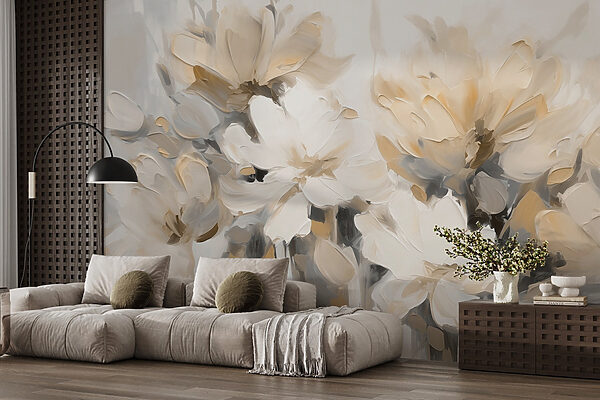 Painting of flowers on a white background Painting of flowers on a white background