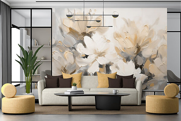 Painting of flowers on a white background Painting of flowers on a white background