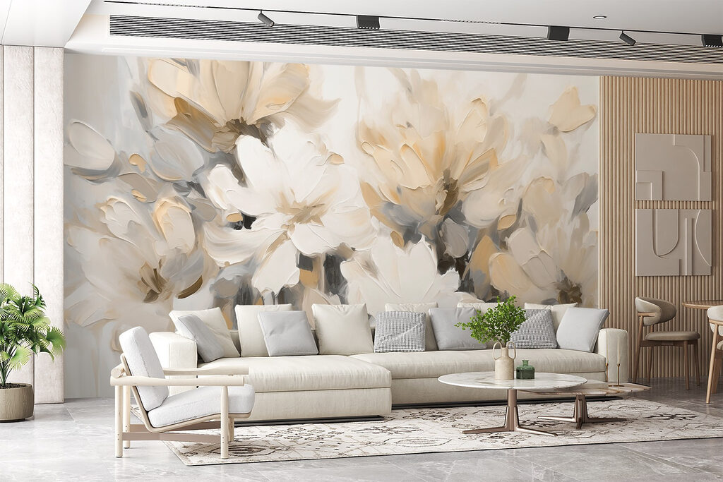 Painting of flowers on a white background