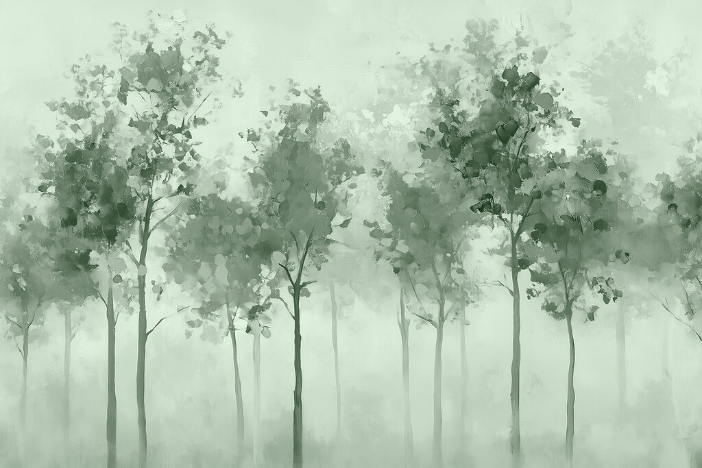 Group of trees in fog Group of trees in fog