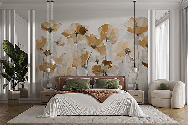 Painting of flowers on a white background Painting of flowers on a white background