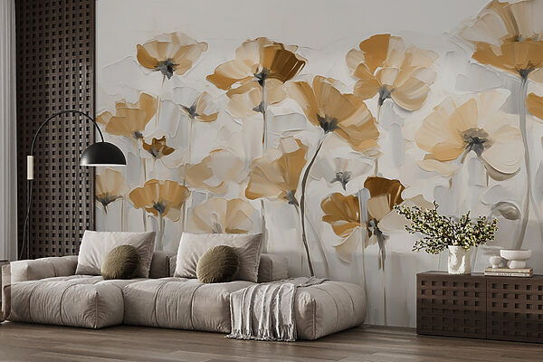 Painting of flowers on a white background Painting of flowers on a white background