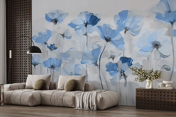 Painting of blue flowers Painting of blue flowers