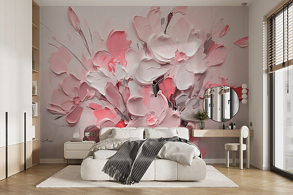 Painting of flowers in pink and white Painting of flowers in pink and white