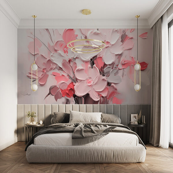 Painting of flowers in pink and white Painting of flowers in pink and white