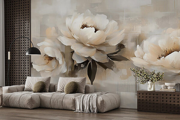 Painting of flowers on a white background Painting of flowers on a white background