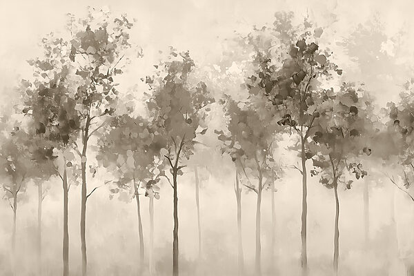 Group of trees in a foggy area Group of trees in a foggy area