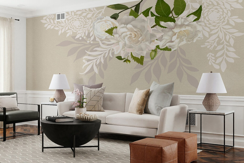 White flowers with green leaves