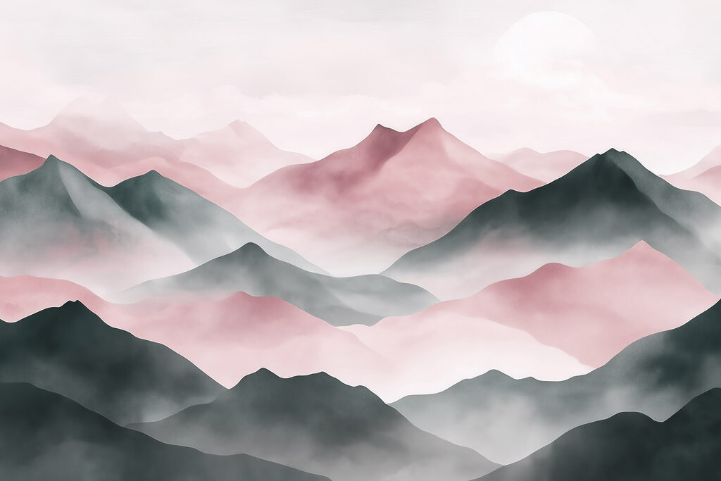 Mountain range with fog