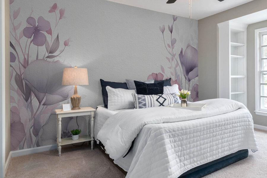 Wall murals Painting of flowers on a white surface