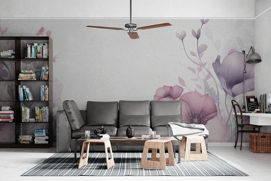 Wall murals Painting of flowers on a white surface - Image 3