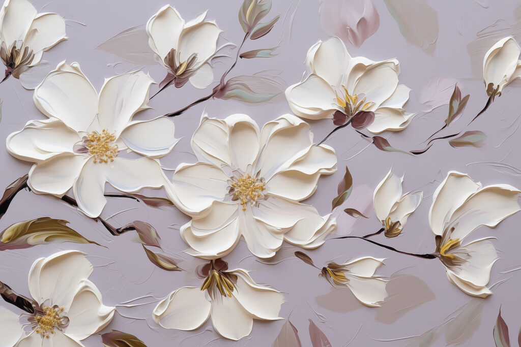 Painting of white flowers Painting of white flowers