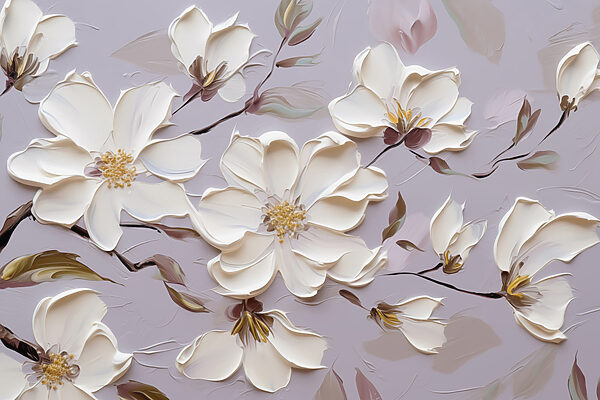 Painting of white flowers Painting of white flowers