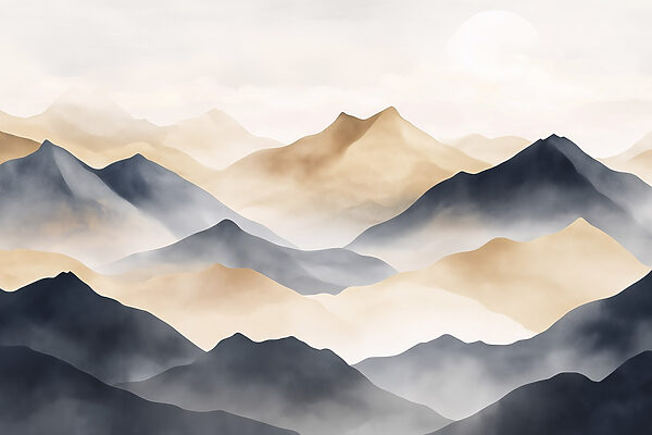 Mountain range with fog Mountain range with fog
