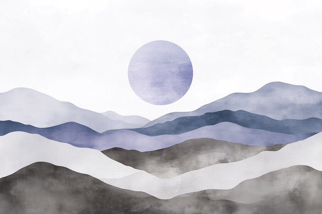 Landscape with mountains and a sun Landscape with mountains and a sun