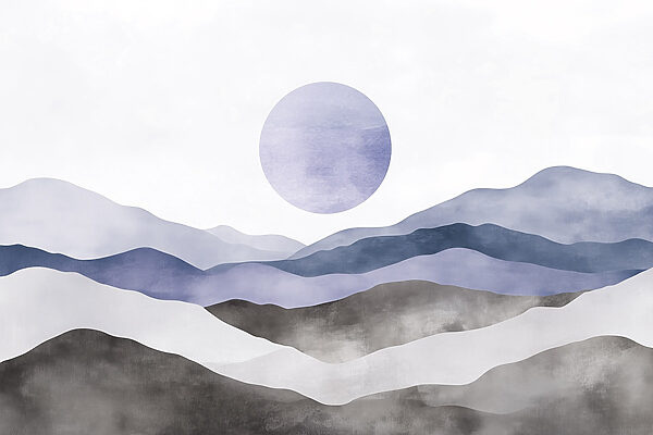 Landscape with mountains and a sun Landscape with mountains and a sun