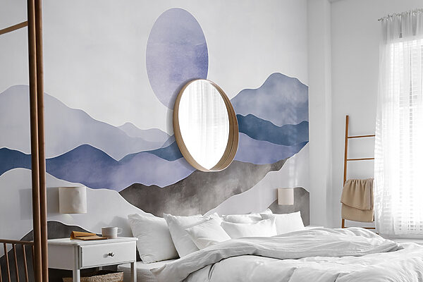 Landscape with mountains and a sun Landscape with mountains and a sun