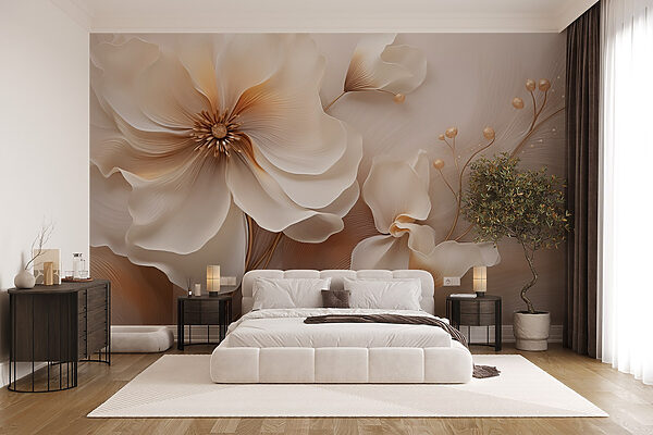 Delicate blooms in soft tones Wall murals Delicate blooms in soft tones