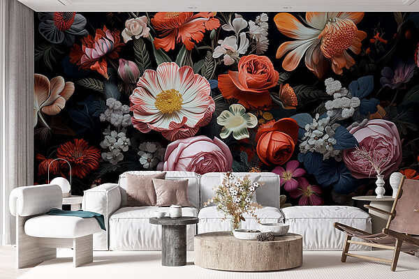 Group of flowers on a black background Group of flowers on a black background