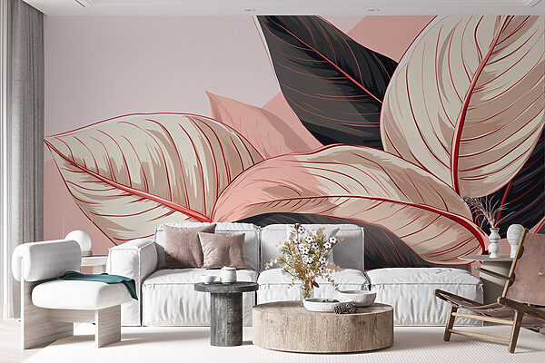 Lush leaves in soft pastel tones Lush leaves in soft pastel tones