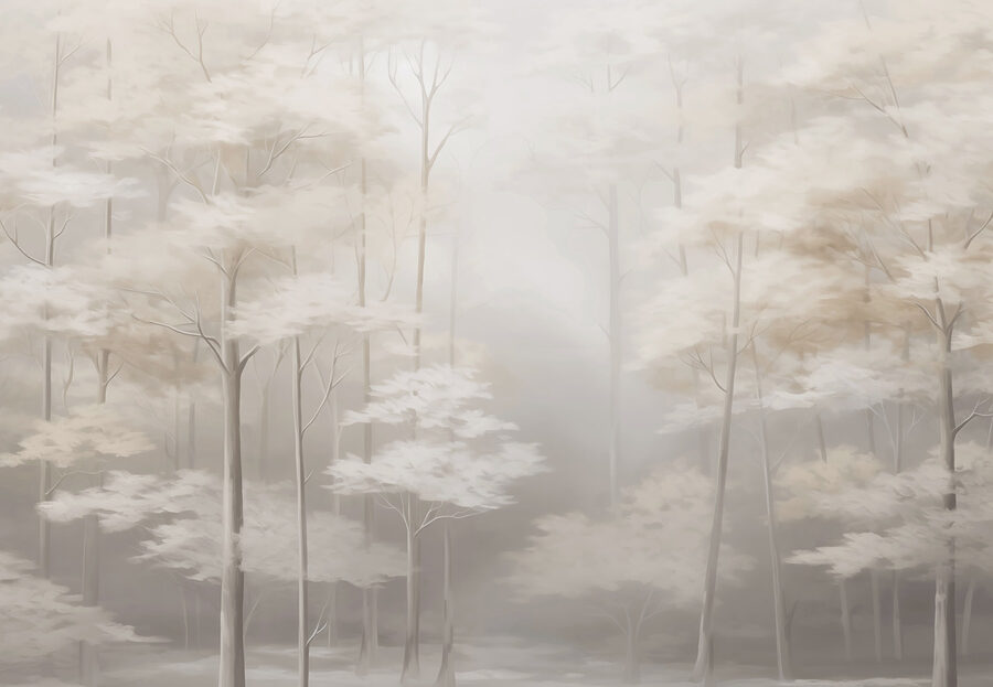 Foggy forest with trees Foggy forest with trees
