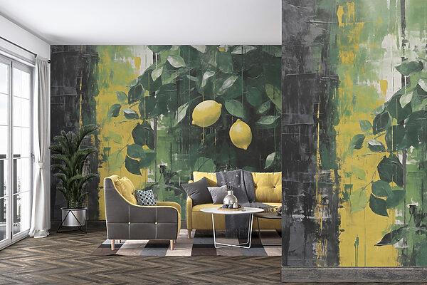 Painting of lemons from a tree Painting of lemons from a tree
