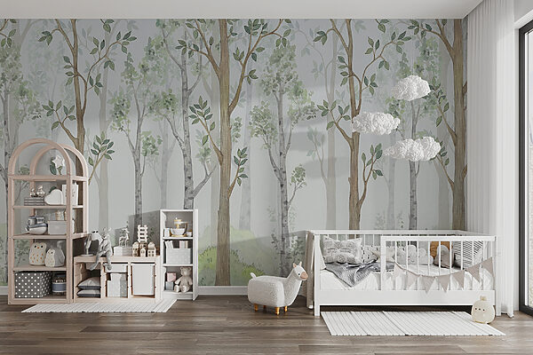 Watercolor painting of trees and grass Watercolor painting of trees and grass