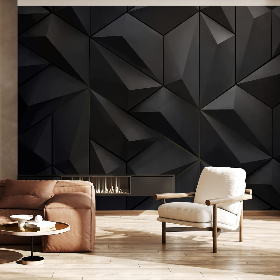 Wall murals Black wall with many triangles - Image 2