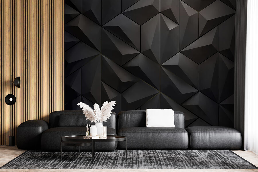 Wall murals Black wall with many triangles - Image 3