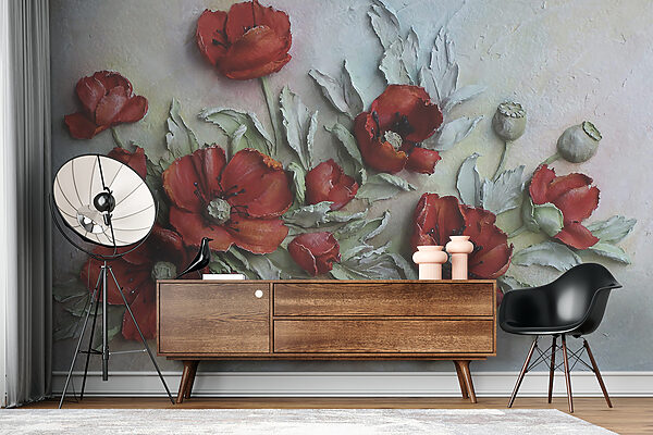 Vibrant red flowers in soft hues. Vibrant red flowers in soft hues.