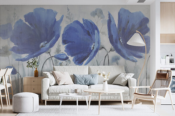 Painting of blue flowers Painting of blue flowers